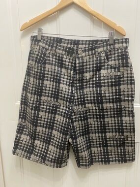 Louis Vuitton Men’s Black & White Plaid Logo Shorts